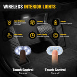 Nilight 2 PCS White Color Wireless Magnetic LED Interior Lights | USB Rechargeable Universal Mini Sticky Footwell Ambient Atmosphere Reading Lamp with Touch Sensor, Portable Night Lighting, view 3