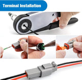 Nilight 2 PIN DT Connector Kit 3 Sets Size 16 Solid Contacts Waterproof Male Female Terminal for 14-20 AWG DT Series Connector, view 2