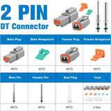 Nilight 2 PIN DT Connector Kit 3 Sets Size 16 Solid Contacts Waterproof Male Female Terminal for 14-20 AWG DT Series Connector, view 3