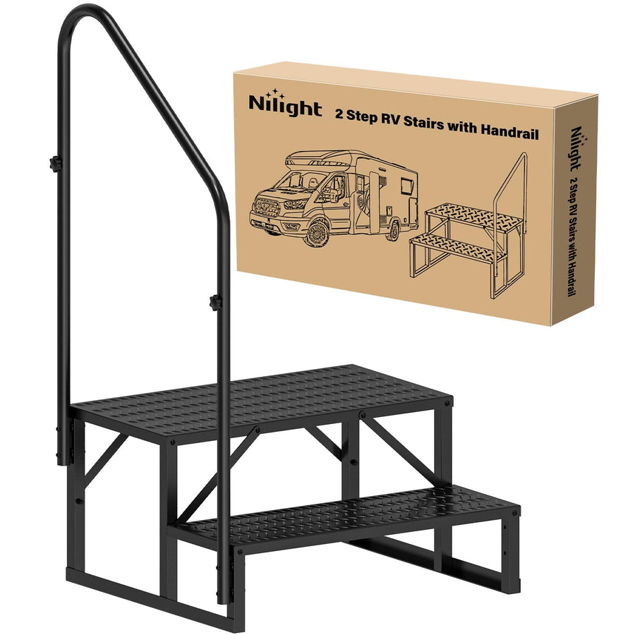 Nilight 2 Steps RV Stairs with Handrail