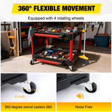 Nilight 2-Tier Car Detailing Cart with Polisher Brackets - Rolling Utility Plastic Cart with Organizer & Hooks - Heavy Duty Mobile Tool Station, view 4