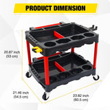 Nilight 2-Tier Car Detailing Cart with Polisher Brackets - Rolling Utility Plastic Cart with Organizer & Hooks - Heavy Duty Mobile Tool Station, view 6