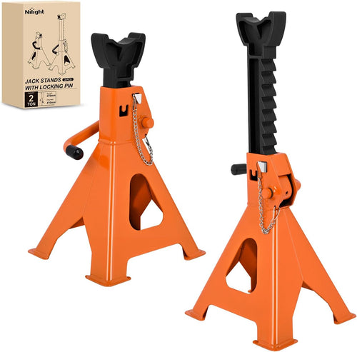 Nilight 2 Ton Jack Stands, Double Locking Heavy Duty Steel 4,400 lbs Capacity, Adjustable 10.6 Inch-16.2 Inch Height for SUV Sedan Pickup Light Truck, 2 Pack