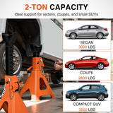 Nilight 2 Ton Jack Stands, Double Locking Heavy Duty Steel 4,400 lbs Capacity, Adjustable 10.6 Inch-16.2 Inch Height for SUV Sedan Pickup Light Truck, 2 Pack, view 3