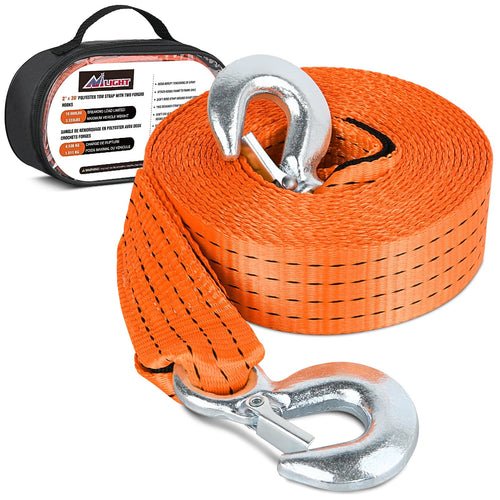 Nilight 2 x 20Inch Heavy Duty Tow Strap with Safety Hooks