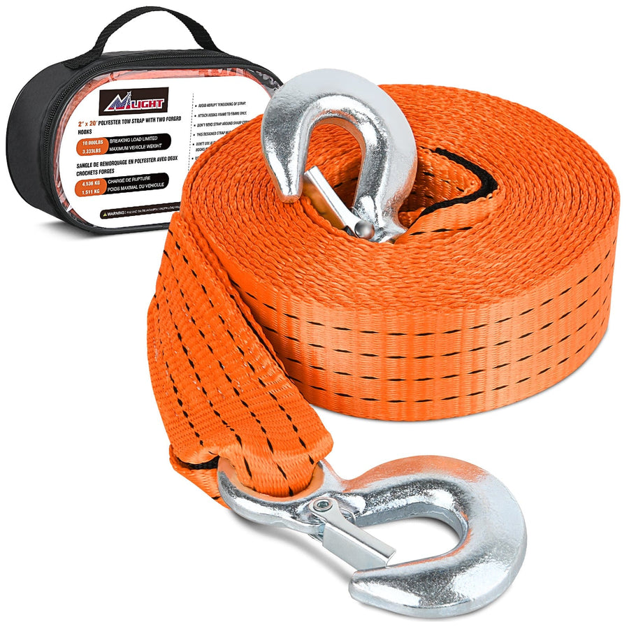 Nilight 2 x 20Inch Heavy Duty Tow Strap with Safety Hooks