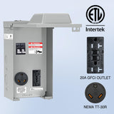 Nilight 20 30 Amp RV Power Outlet Box with Breaker 125V TT-30R GFCI | Temporary Receptacle Panel ETL Listed Heavy Duty Enclosed Lockable Waterproof for EV Camper Caravan Van Travel Trailer, view 4