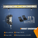 Nilight 20 Inch 420W Side Shooter Quadruple Row Spot Flood LED Light Bar | 16AWG Wire 5Pin Switch, view 2