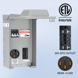 Nilight 20 50 Amp RV Power Outlet Box with Breaker NEMA 14-50R GFCI Camper | 125/250V Temporary Receptacle Panel ETL Listed Heavy Duty Enclosed Lockable Waterproof for EV Caravan Van Travel Trailer, view 4