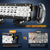 Nilight 20 Inch 126W Double Row Spot Flood Led Light Bar with Amber/Black Covers, view 6