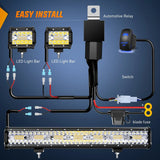 Nilight 20 Inch 420W Light Bar 2Pcs 4Inch 60W Led Pods with Wiring Harness Kit -3 Leads, view 4