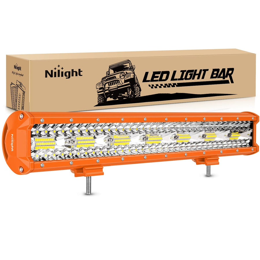 Nilight 20 Inch 420W Spot Flood Combo Orange Case Led Light Bar