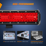 Nilight 20 Inch LED Light Bar Red Triple Row 420W Spot Flood Combo 42000LM Driving Boat Off Road Fishing Hunting Emergency Safety Lighting for UTV Pick-up Van Tractor, view 3