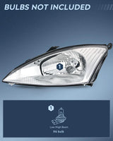 Nilight 2000 2001 2002 2003 2004 Ford Focus Headlight Assembly Chrome Housing Clear Reflector Upgraded Clear Lens, view 2
