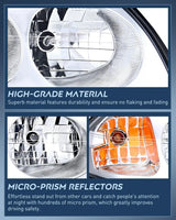 Nilight 2000 2001 2002 2003 2004 Chevy Impala Headlight Assembly Chrome Case Amber Reflector, view 6