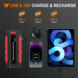 Nilight 2000A Car Battery Jump Starter for Up to 8.0L Gas & 7.0L Diesel Engines 12V Portable Jump Start Booster Pack Jump Box with Jumper Cables DC Output and LED Light, view 6