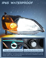 Nilight 2001 2002 2003 Honda Civic Headlight Assembly Black Case Amber Reflector Clear Lens, view 4