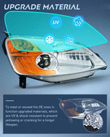 Nilight 2001 2002 2003 Honda Civic Headlight Assembly Chrome Case Amber Reflector Clear Lens, view 5