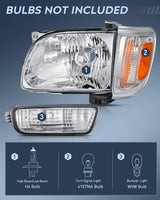 Nilight 2001 2002 2003 2004 Toyota Tacoma Headlight Assembly Chrome Case Amber Reflector, view 2