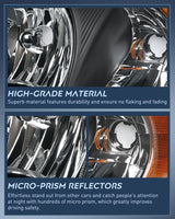 Nilight 2001 2002 2003 2004 2005 2006 2007 Chrysler Town & Country 2001 2002 2003 Voyager 2001 2002 2003 2004 2005 2006 2007 Dodge Grand Caravan Headlight Assembly Black Case Amber Reflector, view 6