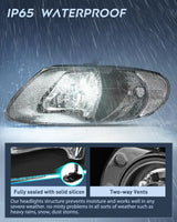 Nilight 2001 2002 2003 2004 2005 2006 2007 Chrysler Town & Country 2001 2002 2003 Voyager 2001 2002 2003 2004 2005 2006 2007 Dodge Grand Caravan Headlight Assembly Black Case Clear Reflector, view 4