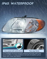 Nilight 2001 2002 2003 2004 2005 2006 2007 Chrysler Town & Country 2001 20002 2003 Voyager 2001 2002 2003 2004 2005 2006 2007 Dodge Grand Caravan Headlight Assembly Chrome Case Amber Reflector, view 4