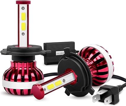 Nilight 20018H Red 2PCS 30W H4/9003 Super Bright Headlight Conversion Kit Replacement Bulb 6000K, 1 Pack