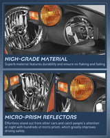 Nilight 2002 2003 2004 Nissan Altima Headlight Assembly Black Housing Amber Reflector Clear Lens, view 6