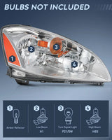 Nilight 2002 2003 2004 Nissan Altima Headlight Assembly Chrome Housing Amber Reflector Clear Lens, view 2