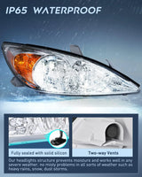 Nilight 2002 2003 2004 Toyota Camry LE/XLE Headlight Assembly Chrome Case Amber Reflector Clear Lens, view 4