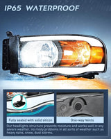 Nilight 2002 2003 2004 2005 Dodge Ram 1500 2003 2004 2005 Dodge Ram 2500 3500 Headlight Assembly Black Case Amber Reflector, view 6