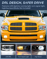Nilight Headlights Assembly Led DRL for 2002-2005 Dodge Ram 1500 2003 2004 2005 Dodge Ram 2500 3500 Headlamp,Black Housing Clear Reflector, view 6