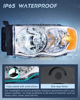 Nilight 2002 2003 2004 2005 Dodge Ram 1500 2500 3500 Headlight Assembly Chrome Case Amber Reflector, view 5