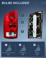 Nilight 2002 2003 2004 2005 2006 Dodge Ram 1500 2003 2004 2005 2006 Dodge Ram 2500 3500 Taillight Assembly Rear Lamp Replacement OE Style w/Bulbs Driver Passenger Side, view 2