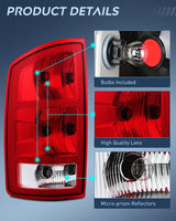 Nilight 2002 2003 2004 2005 2006 Dodge Ram 1500 2003 2004 2005 2006 Dodge Ram 2500 3500 Taillight Assembly Rear Lamp Replacement OE Style w/Bulbs Driver Passenger Side, view 6