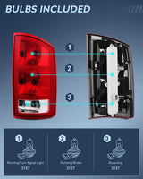 Nilight 2002 2003 2004 2005 2006 Dodge Ram 1500 2003 2004 2005 2006 Dodge Ram 2500 3500 Taillight Assembly Rear Lamp Replacement OE Style w/Bulbs Passenger Side, view 2