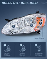 Nilight 2003 2004 2005 2006 2007 2008 Toyota Corolla Headlight Assembly Chrome Case Amber Reflector (25% OFF Final Checkout), view 3