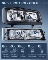 Nilight 2003 2004 2005 2006 Chevy Silverado 1500 1500HD 2500 2500HD 3500 2007 Chevy Silverado 1500 2500 3500 Classic OE Style Black Housing Clear Reflector Headlight Taillight Assembly, view 2