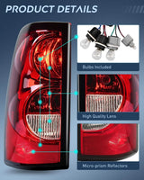 Nilight 2003 2004 2005 2006 Chevy Silverado 1500 1500HD 2500 2500HD 3500 2007 Chevy Silverado 1500 2500 3500 Classic Tail light Assembly Driver Side, view 6