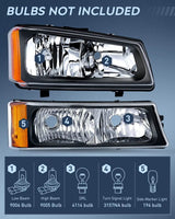 Nilight 2003 2004 2005 2006 Chevy Silverado Avalanche 1500 1500HD 2500 2500HD 3500 Headlight Assembly Black Case Amber Reflector, view 2