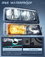 Nilight 2003 2004 2005 2006 Chevy Silverado Avalanche 1500 1500HD 2500 2500HD 3500 Headlight Assembly Black Case Clear Reflector, view 4