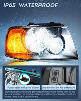 Nilight 2003 2004 2005 2006 Ford Expedition Headlight Assembly Black Housing Amber Reflector Clear Lens, view 4