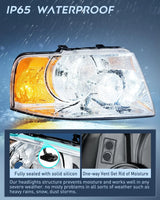 Nilight 2003 2004 2005 2006 Ford Expedition Headlight Assembly Chrome Housing Amber Reflector Clear Lens, view 4