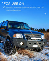 Nilight 2003 2004 2005 2006 Ford Expedition Headlight Assembly Chrome Housing Amber Reflector Clear Lens, view 6