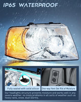 Nilight 2003 2004 2005 2006 Ford Expedition Headlight Assembly Chrome Housing Clear Reflector Clear Lens, view 4