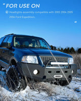 Nilight 2003 2004 2005 2006 Ford Expedition Headlight Assembly Chrome Housing Clear Reflector Clear Lens, view 6