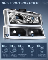 Nilight 2003 2004 2005 2006 2007 Chevy Silverado Avalanche 1500 2500 3500 Headlight Assembly Black Case Clear Reflector DRL, view 2