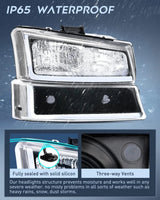 Nilight 2003 2004 2005 2006 2007 Chevy Silverado Avalanche 1500 2500 3500 Headlight Assembly Black Case Clear Reflector DRL, view 5