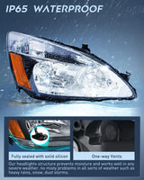 Nilight 2003 2004 2005 2006 2007 Honda Accord Headlight Assembly Black Case Amber Reflector, view 4