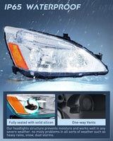 Nilight 2003 2004 2005 2006 2007 Honda Accord Headlight Assembly Chrome Case Amber Reflector, view 4
